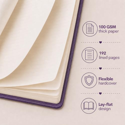 Eccolo Cool Jazz Hardbound Writing Journal, 192-Page Lined Paper, Lay-Flat - color: Navy Blue, size: Large - (7.25-x-9.6 Inches)