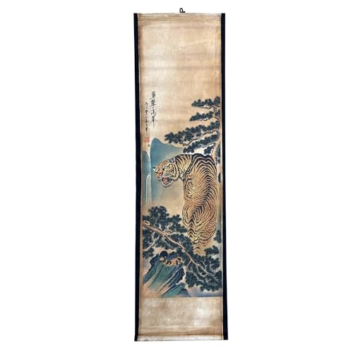 Wall Art Poster Prints Painting Hanging Paper Scroll Decor Tiger Fengshui - color: E4