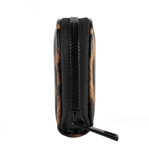 Small Zip Wallet Credit Card Wallet Coin change case Holder for women PU Leather(Sand Leopard) - color: Sand Leopard