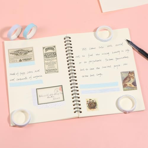 5 Rolls Basic Washi Tape Set, Adhesive Masking Skinny Decorative Tapes for Arts, DIY Crafts, Journals, Planners, Scrapbooking, Wrapping