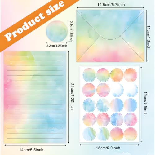 FUNCLASS 160 Pcs Watercolor Stationery Set Letter and Envelopes - color: watercolor-A