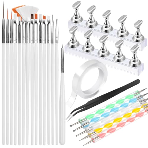 FANDAMEI Nail Art Tools, Nail Stuff, Nail Supplies, Nail Stand, Nail Brush - color: White