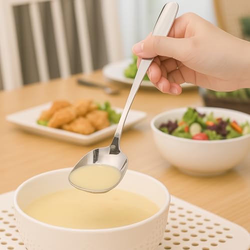 12 Pcs Square Head Soup Spoons, Premium Korean Spoon