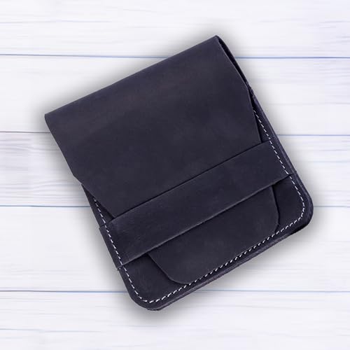 Leather Manicure Set Case Grooming Kit Organizer (Dark Blue) - color: Dark Blue