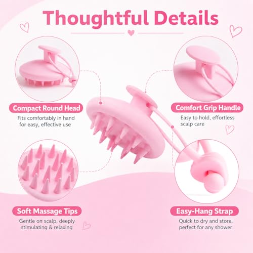 SEVENY Soft Silicone Shampoo Brush, Pink, Pack of 2 - color: Pink