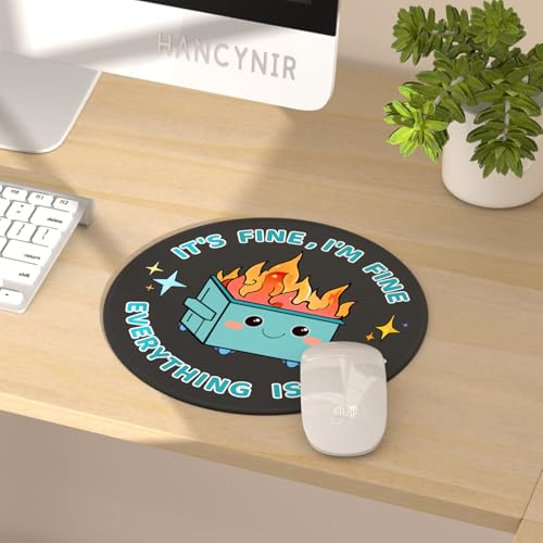 Hancynir Funny Mouse Pad, Dumpster on Fire Round Mousepad for Office Desk - color: Cute Dumpsters Blue