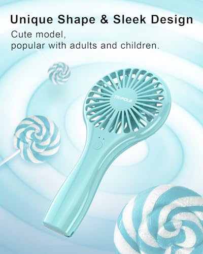 TriPole Portable Mini Handheld Fan, Rechargeable Small Personal Eyelash Fan - color: Blue