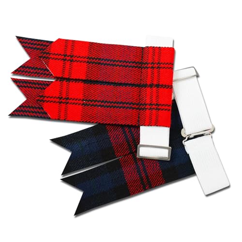Kilt Flashes for Men with Heavy Buckle Adjusters, Plain & Tartan Kilt Sock Flashes. - color: Maclaclhan