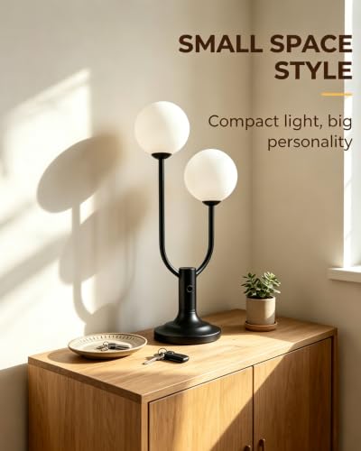 Lightdot Black Globe Table Lamp for Bedroom Gift G9 Bulbs Included Dimmable - color: 10-Black-Globe-2U