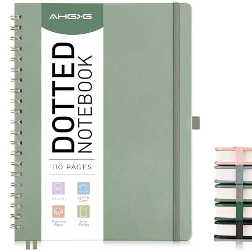 AHGXG Dotted Journal, 110 Pages, A4 (8.5" x 11") - color: Sage Green, style: A4-Dotted
