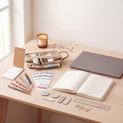 Crtiin 52 Pcs Aesthetic Pencil Pouch Set with Pen Highlighters, Brown - color: Brown