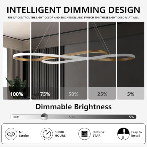 Gold Creative Modern LED Pendant Chandelier - color: Painted Gold, size: 29.53in