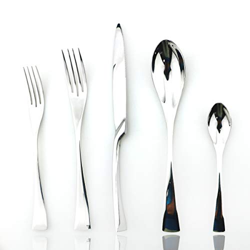 JASHII 18/10 Stainless Steel 20 Piece Mirror Polished Silver Flatware Set,Dinner Knife Fork Salad Fork Coffee Spoon，Service for 4 ，Silverware Utensil Sets - color: 20pcs-large&small spoon