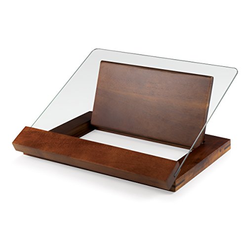 PICNIC TIME Fabio Viviani Prodigio Cookbook Stand with Tempered Glass, Recipe Stand, Kitchen Cookbook Holder, (Acacia Wood) - color: Fabio Viviani - Cookbook Stand