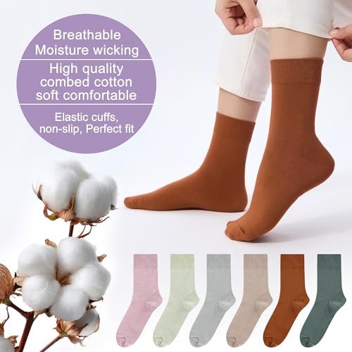 ATBITER Women Thin Cotton Crew Socks,Ankle Bootie Casual Dress Socks 6Pairs - color: 6 Pairs Multicolor, size: 9-11