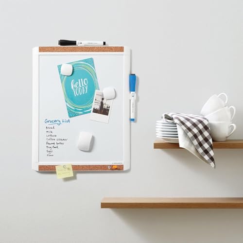 U Brands Contempo Magnetic Dry Erase Board, PINIT White Board, 11" x 14" Inches, White Plastic Frame Includes Markers, Magnets, Mini Eraser, Push Pins - color: Pinit White