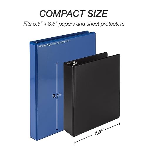 Samsill Economy 2 Inch Mini 3 Ring Binder, Round Ring Binder, Holds 5.5 x 8.5 Inch Documents, Customizable Cover, 2" View, Single, Black - color: Black, size: 2" View, style: Single