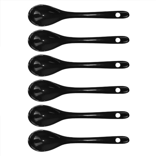 Black 6 pcs Porcelain Egg Spoons Ceramic Spoons 4.7 inch Coffee Dessert Yogurt Tea Milky Tea - style: Black