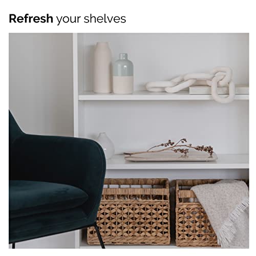 PEAKOLY Wood Chain Link Decor - White Wooden Decorative Objects for Shelves, Coffee Table Sculpture, Book Shelf Accessories, Modern Shelf Decor Accents, Console or Entryway Table Decorations - color: Whitewashed