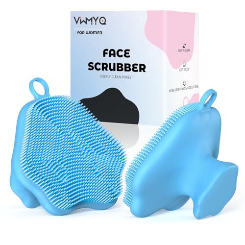 VWMYQ Silicone Face Scrubber - Exfoliating Face Scrubber for Women and Man, Gentle Facial Cleansing Brush Blackhead Acne Pore Pad Cradle Cap, Manual Soft Face Wash Brush for Deep Skin Care - color: Blue-mz