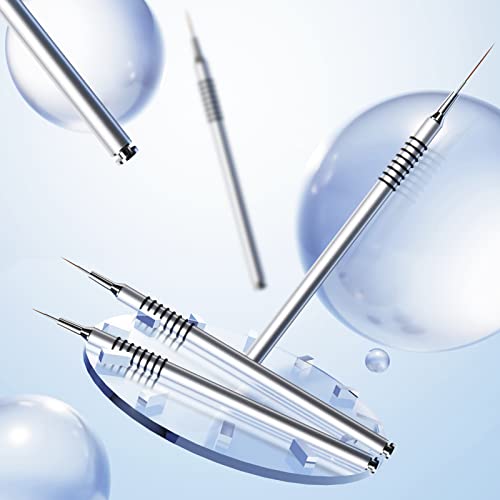 Nail Art Liner Brushes Set, 6Pcs Nail Art Design Brush Striping Thin Long Lines | Dotting Drawing Pen, UV Gel Polish Painting Metal Handle Striper Brushes Size 5/7/9/11/20/25mm - color: Silver