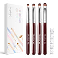 MelodySusie 4Pcs French Manicure with Rosewood Handles Nail Brush Set - color: Brown, size: #10, #12, #14, #16