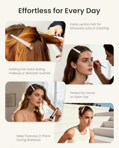 AIMIKE 4.8" Hair Clips for Styling, No-Crease Duckbill Clips, 6-Pack - color: Desert Titanium