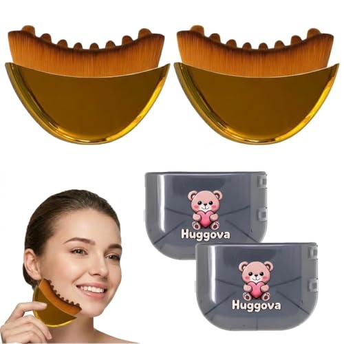 2pcs Lymphatic Contour Face Brush, Facial Massage Brush for Skin Care & Self-Care Routine, Dry Brushing Tool with Comfortable Grip for Face, Neck & Shoulder Care (Golden) - color: Gold
