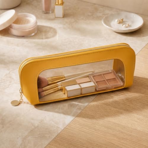 Makeup Brush Bag, Makeup Brush Case, Travel Makeup Brush Pouch, Makeup Bag - color: Mustard Yellow