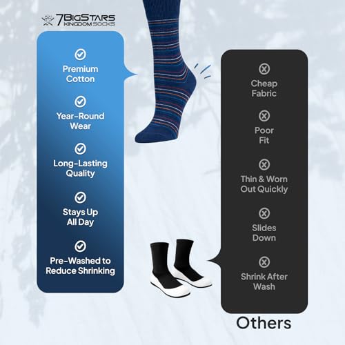 7BIGSTARS Women Cotton Crew Socks, Patterned 4 Pack, M 5-9 - L 8-12 - color: 01c - Light Navy Assortment (A29), size: 5-9