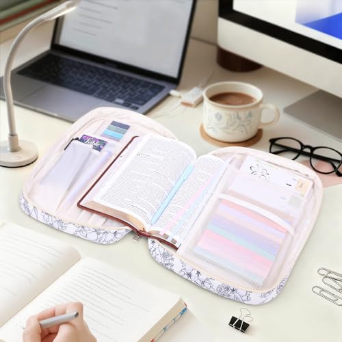 XKDOUS Bible Cover Case for Women Bible Bag Journaling Kit w/Study Supplies - color: Black, size: Large