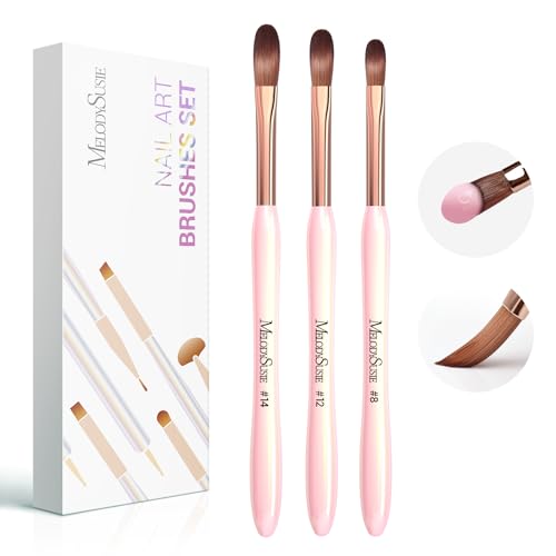 MelodySusie 3Pcs Acrylic Nail Brush Set, Pink - color: Pink(Oval)