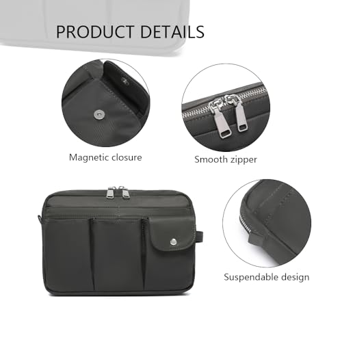 Pencil Holder Storage Bag for Women, Large Capacity Zippered Pencil Case with Multiple Pockets, Nylon Canvas Stationery Organizer for Office, Travel & Daily Use (Nylon,Dark Gray) - color: Dark Gray/Nylon