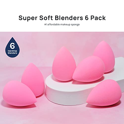 AOA Studio Collection makeup Sponge Set Latex Free and High-definition Set of 6 makeup Wonder blender For Powder Cream and Liquid, Super Soft Wonder Beauty Cosmetic - size: 6 Count (Pack of 1)