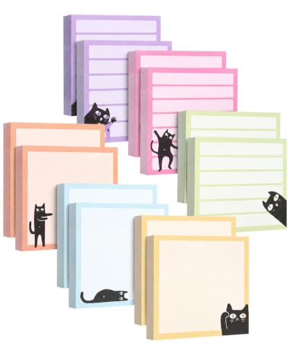 Mr. Pen- Black Cat Sticky Notes Set Bulk, 3" x 3", 12 Pads, 900 Sheets - color: Multicolor, size: 12 Pads