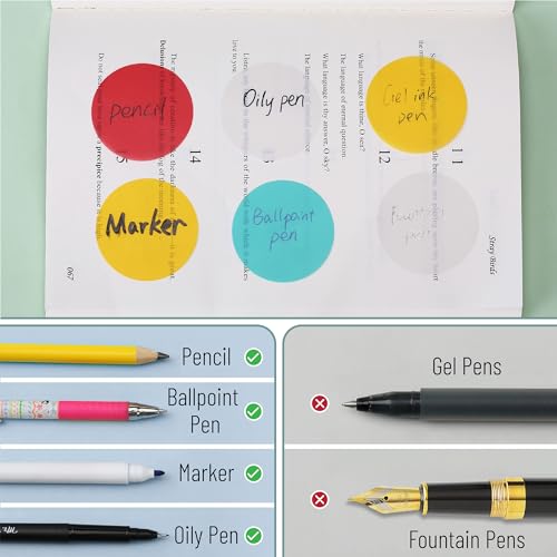 Mr. Pen- Round Transparent Sticky Notes, 1.8”, 8 Pads with 2 Fineliners - color: Candy, size: 400 Sheets