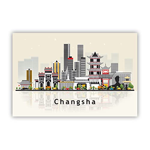 Pera Print Changsha Poster, China Illustration Skyline City Poster, Modern Skyline Changsha Poster, Cityscape and Landmark Print, Home-Office Wall Art Decoration - 24x36 Inches - color: Changsha - China, size: 36"L x 24"W