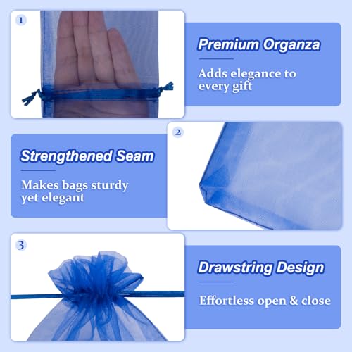 Crweety 50 Pcs Organza Bags 3x4, Royal Blue Small Mesh Gift Bags Drawstring - color: Royal Blue