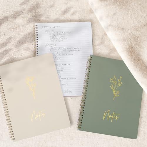Aesthetic Spiral Notebook Set of 3 For Women 10.5 x 8 - College Ruled - color: sage-pink-beige, size: Large 10.5x8