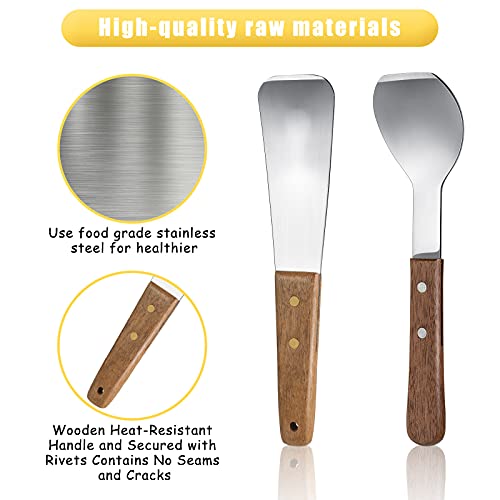 Patelai 2 Pcs Ice Cream Scoop Stainless Steel Shovel with Wooden Handle