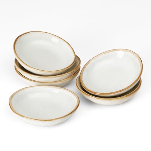 famiware Soy Sauce Dish, 2.1oz Dipping Bowl Set of 6, Cappuccino White - color: Cappuccino White, size: 6pcs