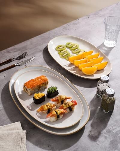 famiware Serving Platters Set of 3 Sizes - Oval, Cappuccino White - color: Cappuccino White