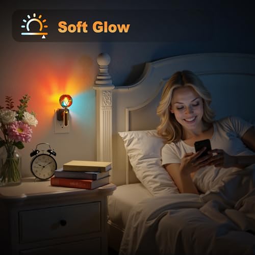 JandCase Night Light Plug in, Night Lights Plug into Wall - color: Colorful Globe-3000K, size: 2 Pack