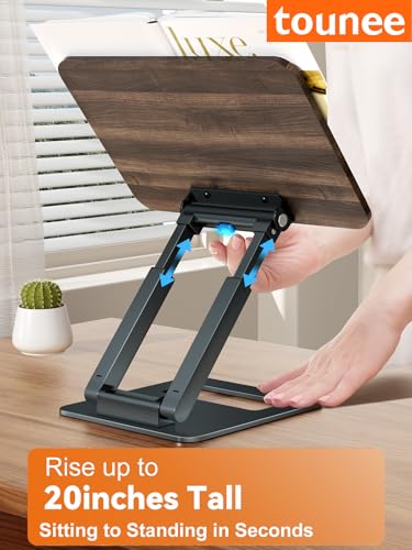 Tounee Book Stand, Telescopic Book Holder Stand, Adjustable Height Pull Out Design Ergonomic Cookbook Stand with Elastic Page Clips Fits All Books (Gray) - color: Gray