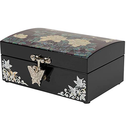 February Mountain Mother of Pearl Wooden Jewelry Box - Decorative Vanity Display Case Antique Vintage Decor unique gifts for women Gifts for Girlfriend Daughter Mom Wife Sister Grandma - color: Purple