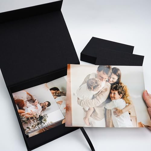 Vienrose Linen Photo Storage Box, 8"x10", Postcard Keeper, Black - color: Black, size: 8"x10"
