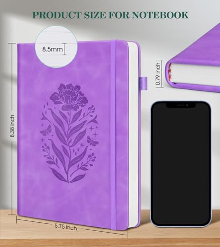 Lined Journal Notebook for Women, A5 200 Pages Hardcover Leather Journals for Writing, Thick Daily Journaling, College Ruled Notebooks for Work School, Note Taking, Business 5.75'' X 8.38'' Purple - color: Purple