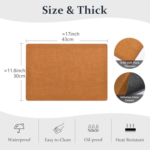 FROMHEART Faux Leather PU Placemats Set of 4 (Orange Grey,11.8" x 17") - color: Orange-grey, size: Set of 4
