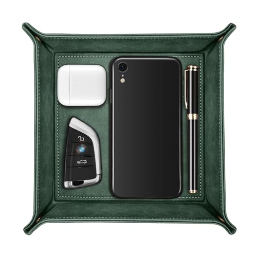 SITHON Valet Tray Desktop Storage Organizer Nightstand Caddy Holder - color: Dark Green