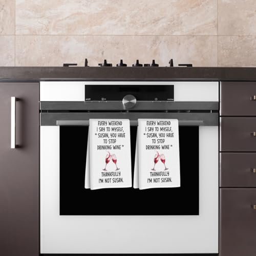 Lovdazzles 2 Pcs Funny Wine Kitchen Towels Decorative Tea Towel - color: Multi 1602